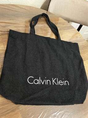 Calvin Klein Recover Upcycled Cotton Canvas Tote Bag Black